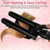 Hair Curlers Straighteners 3 Barrel Curling Iron Wand Electric Professional Ceramic Hair Curler Roller Lcd Curling Iron Waver Fashion Styling Tools T231216