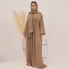 Etniska kläder eid ramadan djellaba kvinnor muslimska dubai saudiska abaya med halsduk klänning turkisk arabisk mantel islamisk femme musulmane jalabiya