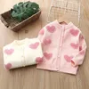 Pullover Autumn Girls 'Sweater Winter Baby Girl Pearl Heart Cardigan Top Sweet Princess Fashion Children's Knitwear 231215