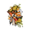 装飾的な花の花輪装飾的な花の花輪ハロウィーン秋の花輪人工秋ホームガードDH5D0のカボチャのドアサイン
