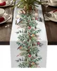 Runner da tavolo Natale Bacche di eucalipto Robin Runner da tavolo Natale Copribandiera da tavolo in lino Decorazioni per la casa Navidad Noel Regali Tovaglia 231216