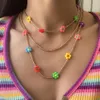 Chokers Multilayer Handmade Rice Beads Flower Short Collar Necklace For Women Fashion Bohemian Colorful Daisy Choker Beach Gift191z