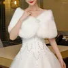 Scarves Elegant Women Wedding Jackets White Black Faux Fur Accessory Bridal Shawl Wraps Cape Winter Evening Party Coat Cloak263S