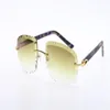 Ganze randlose Sonnenbrille 3524012-A Brille Marmor Lila Plank Sonnenbrille Mode männlich und weiblich C Dekoration Goldrahmen245A