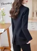 Trajes de mujer Blazers Yitimuceng Office Ladies Formal Pant Suit Otoño Invierno 2023 Moda coreana Blazer y pantalones de manga larga Conjunto de 2 piezas 231215