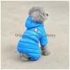 Tasarımcı Köpek Giysileri Kış Giyim Su geçirmez Rüzgar Taşınması Köpekler Ceketler Sıcak Polar Yastıklı Soğuk Hava Pet Snowsuit Chihuahua Poodles Dhmtb