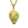Tête de loup pendentif en or glacé Bling Bling cristal charme croix collier chaîne hommes rappeur Cuba collier Hip Hop bijoux 186Z