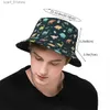 Wide Brim Hats Bucket Hats Custom Dinosaurs And Leaves Bucket Hat for Men Women Printed Summer Travel Beach Fisherman CL231216