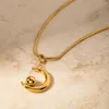 Hänge halsband mode smycken klassisk vintage guld färg rostfritt stål mån halsband justerbar kedja grossist
