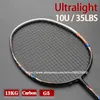 Badminton Rackets 100% Full Carbon Fiber Strung Badminton Rackets 10U Tension 22-35LBS 13kg Training Racquet Speed Sports With Bags For Adult 231216