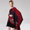 Schals Frühling Herbst Elegante Vintage Schal Für Frauen Mode Jacquard Schlitz Gradienten Cape Schal Weibliche Warme Design Casual Mantel