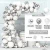 Andra evenemangsfestleveranser 102st Metal Silver White Balloons Garland Arch Kit Silver Conffeti Balloon Globos för Baby Shower Birthday Wedding Party Decor 231215