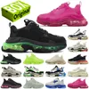 Triple S Homens Mulheres Designer Sapatos Sapatos Casuais Plataforma Sapatilhas Clear Sole Preto Branco Cinza Vermelho Rosa Azul Royal Neon Green Olive Mens Treinadores Tênis