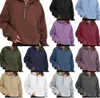 1lulemens-63 Sonbahar Kış Yoga Takım Tüp Hoodie Yarım Zip Kadın Süveteri Gevşek Spor Salonu Ceket Fitness Kısa Peluş Ceket Sweatshirt 55