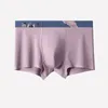 Cuecas masculinas sexy gelo seda cintura média modal sem costura boxer briefs shorts calcinha sólida u convexo masculino