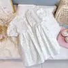 Robes d'été pour filles, vêtements pour petites filles, jolie princesse, manches courtes, col rond, motif floral, longueur aux genoux