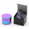 Rainbow Color 4 Layer Zinc Alloy Metal Smoking Tobacco Grinder Ice Blue Herb Grinders Hand Muller Crusher LL