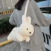 Sevimli Tavşan Peluş Çanta Omuz Karikatür Tavşan Bebek Messenger Kawaii Anime Crossbody Girls için Günlük Moda Çantası 240110