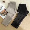 Pantalon en laine pour femme, sarouel, crayon, taille haute, décontracté, costume, bureau, automne-hiver, 2024