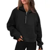 1lululemens-98 Sudadera con capucha de buceo para mujer, traje de yoga de otoño e invierno, jersey deportivo con media cremallera para mujer, chaqueta holgada para gimnasio, abrigo corto de felpa para fitness, sudadera para mujer, jersey Y