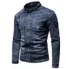 Vestes pour hommes Veste en jean bleu hommes veste de moto printemps automne vestes ajustées mode décontracté col montant Denim manteau mâle 231215