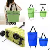 Storage Bags Blue Retractable Roller Fashion Portable Shop Wheel Bag Foldable Back Grocery Rack Bagstorage Drop Delivery Home Garden Dhg1Y