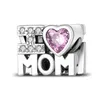 925 Sterling Silver Mother's Gift Charm Bead Mom Love Happy Family Dangle Fit Original Pando Bracelet Necklace DIY Jewelry