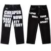 Calças masculinas menos dois hip hop carta impressão gráfica baggy jeans preto homens mulheres novo haruku gótico calças largas streetwear