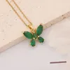 Fashion Jewelry Necklaces 18k Gold Plated Emerald Bow Butterfly Clover Jewelry for women