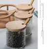 Herb Spice Tools Glazen Pot met Lepel Suiker Zout Peper Poeder Opslag Flessen Ketchup Sauzen Kruiden Fles Doos 231216