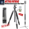 Innehavare NT75C/NT85C Professionell kolfiber Stativ Monopod med kort center -kolonnpanoramisk stativkulshuvud för digital DSLR -kamera