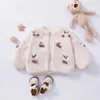 Jassen 2023 Herfst Winter Kinderen Meisjes Jas 3D Cherry Lam Fleece Pluizige Fluwelen Verdikte Kid Jas Casual Baby Meisje Bovenkleding