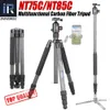 Innehavare NT75C/85C Professionell kolfiber stativ monopod med kort mitt kolonnpanoramisk stativkulshuvud för digital DSLR -kamera