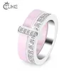 Mode Dubbellaags Keramische Vrouwen Ringen Goede Kwaliteit Zwart Wit Roze Kristal Ringen Voor Vrouwen Midden Ring Mode-sieraden Geschenken Y259O
