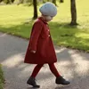 Vêtements pour enfants de printemps et d'automne, manteau en laine Simple pour filles dans le Long manteau rouge