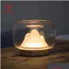 Night Lights Warm Mountain Night Light Bedside Desktop Table Lamp Black Technology Luminous Fish Tank Flower Decoration Jewelry Unique Dhsvq