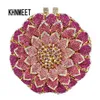 Evening Bag Laisc Pink Circular Flower Shape With Metal Diamond Ladies Clutch Party Crystal Purse Prom Pouch SC202-B 12142081