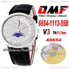 OMF Villeret Skomplikowana funkcja A6554 Automatyczna męska zegarek V3 40 mm 6654-1113-55b stalowa obudowa szary tarcze srebrne markery rzymskie black245s