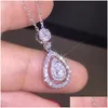 Pendant Necklaces Pendentif colliers Huitan luxe Sier couleur femmes collier de mariage Fl Zircon cristal tempérament doux accessoires St Dhysg