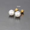 Stud -oorbellen Fashion Simple Sweet Pearl Spiral Beads Small For Women Koreaans 3/4/5/6/7mm feestpiercing sieraden
