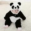 Pagliaccetti invernali Baby Panda Tute nel complesso manica lunga peluche pagliaccetto con cappuccio bambini ragazzo ragazza pigiama arrampicata vestiti abiti 231215