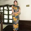 Robes décontractées Robe chinoise Cheongsam Qipao Femme 8 couleurs Grande section 4XL pour femmes Satin Retro Ramping Mode Vêtements Jeu 2023