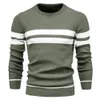 Herrtröjor Vinter Casual Striped Man Sweater Pullover Color Block Round Neck Male European Size Sticked 231216