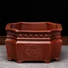 Planters Pots Chinese Purple Sand Rectangular Antique Hand Carved Patterns Orchid Flowerpots Household Tabletop Square Plant Succulent Pot 231215