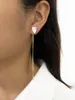 Boucles d'oreilles pendantes Peri'sbox Romantique Coquille Blanche Naturelle Enfile Coeur Femme Plaqué Or Avant Arrière Longue Chaîne Gland Délicat