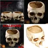 Planters Pots Resin Crafts Human Tooth Teaching Skeleton Model Halloween Home Office Flower Planter Skl Pot Decoration 220614 Drop Del Dh5Na