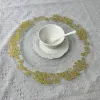 50 PCS Charger Plates Clear Plastic Tray Round Dishes With Gold Flower Pattern Acrylic Decorative Dining Plate For Table Setting