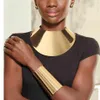 Liffly africain grands colliers ras de cou pour femmes déclaration métal géométrique collier collier Bracelet indien fête bijoux ensembles 210720269Z