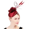 Women Vintage Tea Party Hat Fascinators Flower Derby Millinery Accessory Chic Handmade Ladies Headpiece With Hair Clips