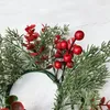 Fleurs décoratives Décorations de Noël Couronne de chandelier artificielle Simulations de Noël Aiguille de pin Bougeoir Guirlandes avec baies rouges